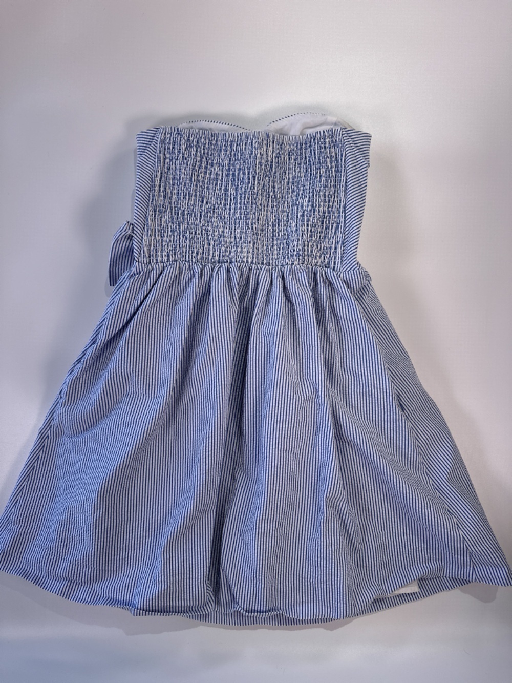 Lilly Pulitzer Womens Strapless Seersucker Bow Dress XS Blue - Picture 4 of 11